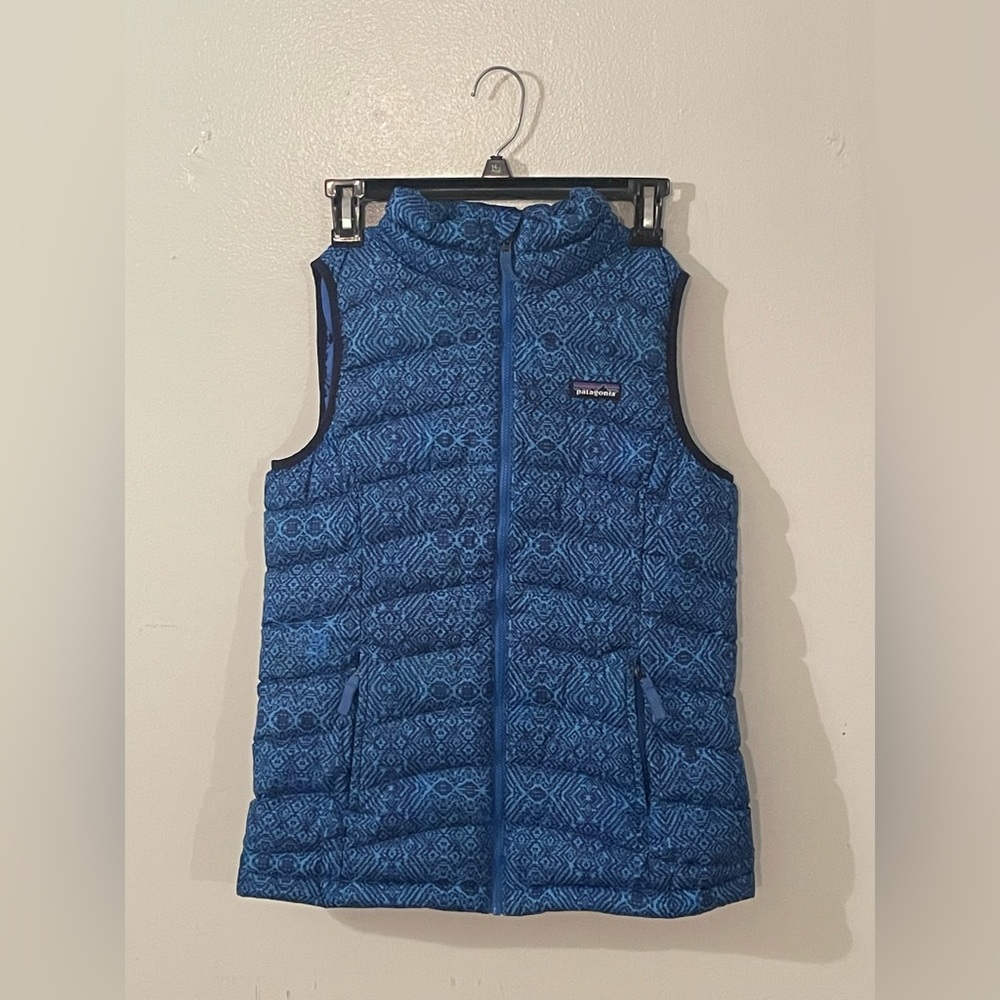 (RARE) printed blue Patagonia down vest